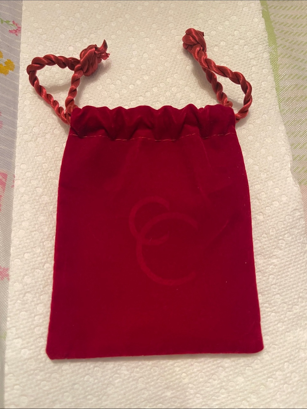 CHANEL Red Velvet Drawstring Pouch